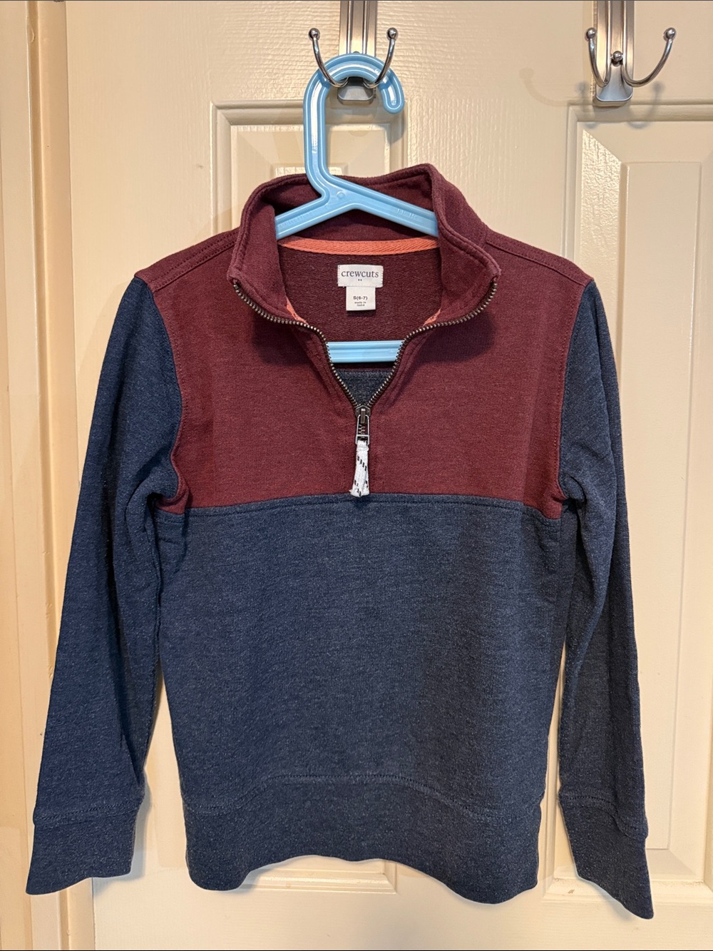 Crewcuts Navy & Maroon 1/4 Zip Pullover Sweatshirt GUC 6/7